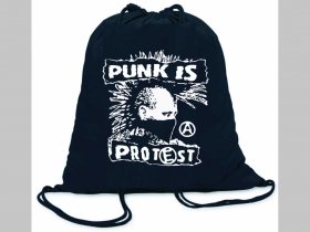Punk is Protest ľahké sťahovacie vrecko ( batôžtek / vak ) s čiernou šnúrkou, 100% bavlna 100 g/m2, rozmery cca. 37 x 41 cm